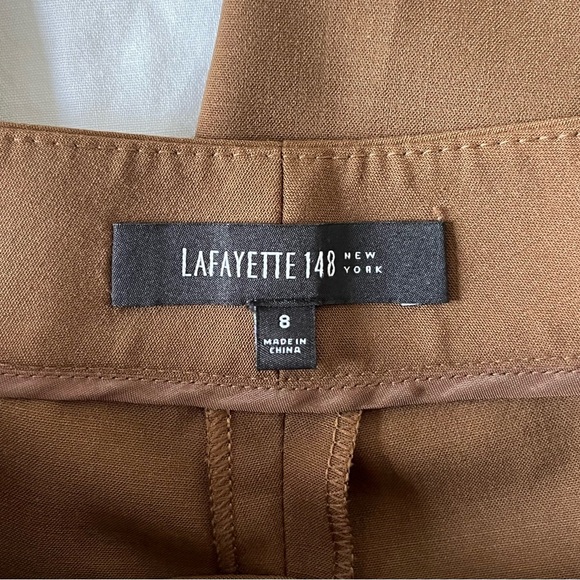 Lafayette 148 New York Virgin Wool, Brown, Straight-Leg Ankle Dress Pants SIZE 8 - Picture 6 of 9